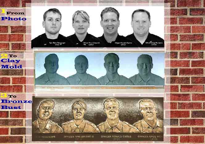 3D Plaques, 3d police officer bronze plaques with 4 3d plaques