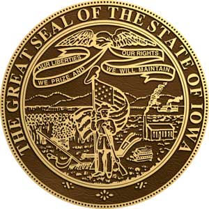 iowa bronze state seal, iowa state bronze plaque