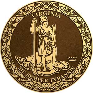 Virginia bronze state seal, virginia bronze plaque