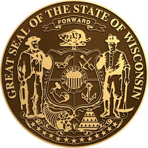Wisconsin bronze state seal, Wisconsin bronze plaque